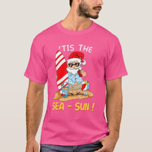 Santa Surfa Boll Flyter Tis Sea Sol jul in i T Shirt