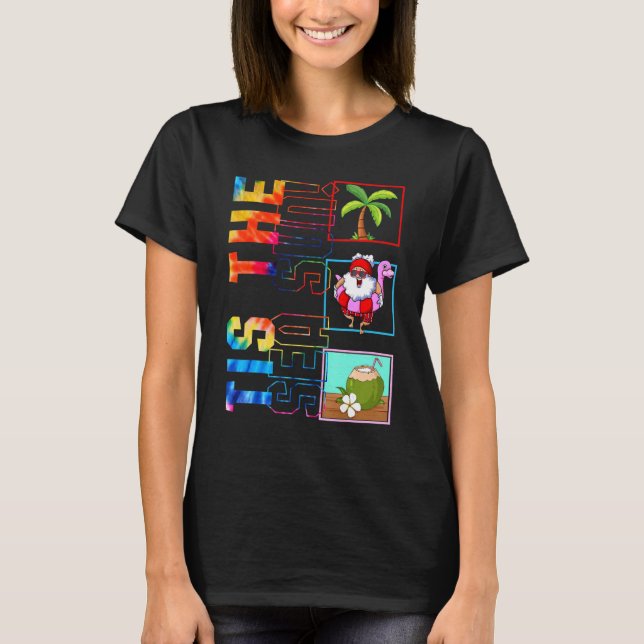 Santa Surfa Coconut Flyter Tis Sea Sol jul T Shirt (Framsida)