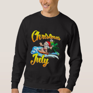 Santa Surfande jul i juli Hawaiian Summer Ki Lång Ärmad Tröja
