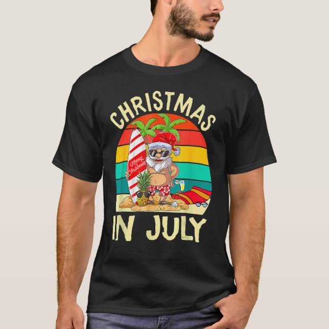 Santa Surfande jul i juli Kids Hawaiian Summ T Shirt (Framsida)