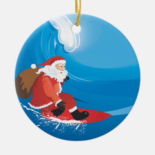 Santa surfaprydnad julgransprydnad keramik (Framsidan)
