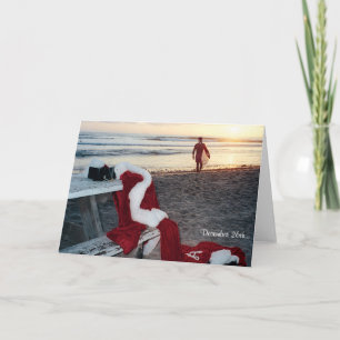 Santa surfar dagen efter jul helgkort