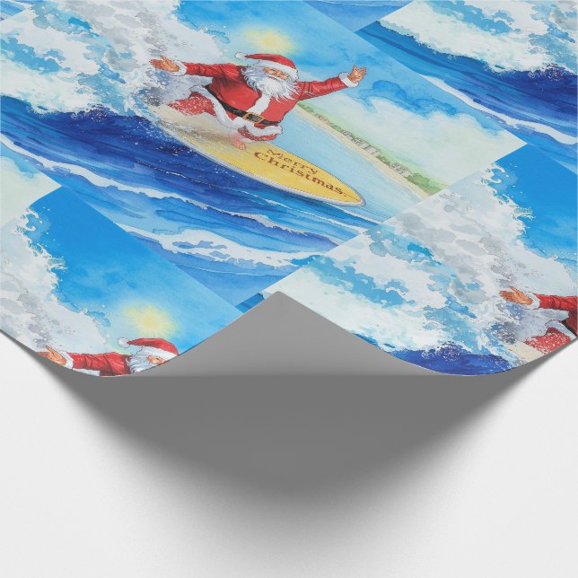 Santa surfar på julhelgen  presentpapper (Hörn)
