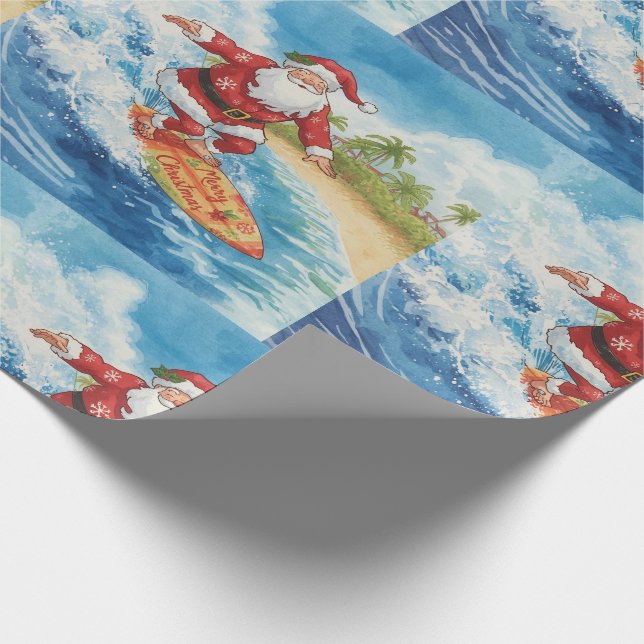 Santa surfar på julhelgen  presentpapper (Hörn)