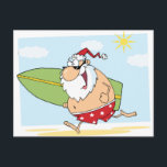 Santa-Surfer-on-the-Beach Helg Vykort<br><div class="desc">Bilderna Santa-Surfer-On-the-Beach som används för detta objekt är licensierat och © Graphics Factory.com</div>