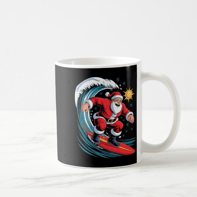 Santa Surfing Funny Surfer Holiday Christmas Xmas  Kaffemugg (Höger)