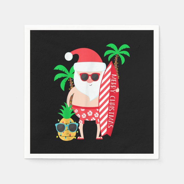 Santa Surfing Hawaiian Ugly jul i juli Trop Pappersservett (Framsidan)