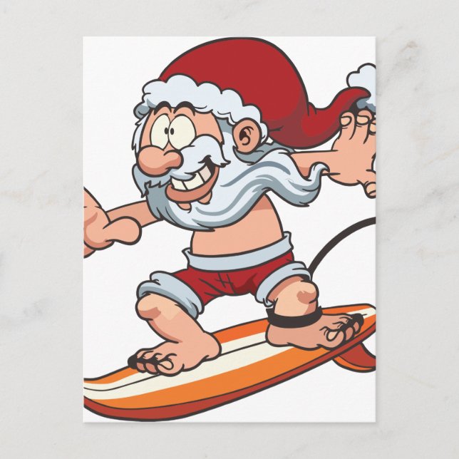 Santa Surfing Helg Vykort (Framsida)