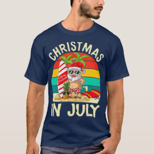 Santa Surfing jul i juli Kids Hawaiian Summ T Shirt