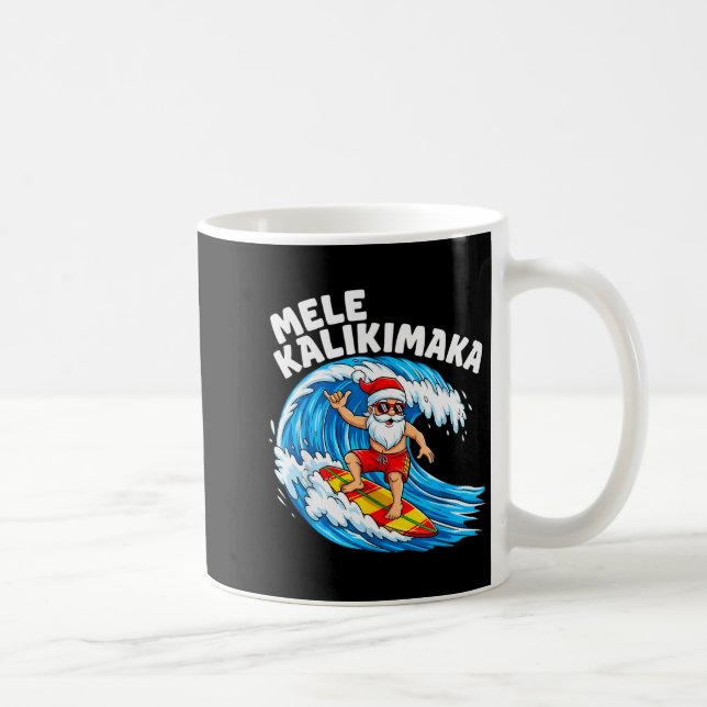 Santa Surfing Mele Kalikimaka Hawaiian Christmas  Kaffemugg (Höger)