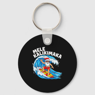 Santa surfing Mele Kalikimaka Hawaiiansk jul Nyckelring