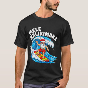 Santa surfing Mele Kalikimaka Hawaiiansk jul  T Shirt