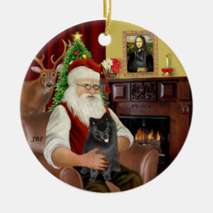 Santa-Svart Pomeranian Julgransprydnad Keramik