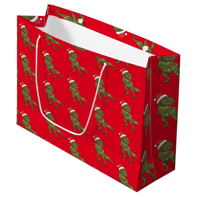 Santa T-Rex Dinosaur jul Julafton (Framsidan Vinklad)