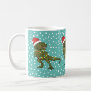 Santa T-Rex Dinosaur jul Julafton Mugg