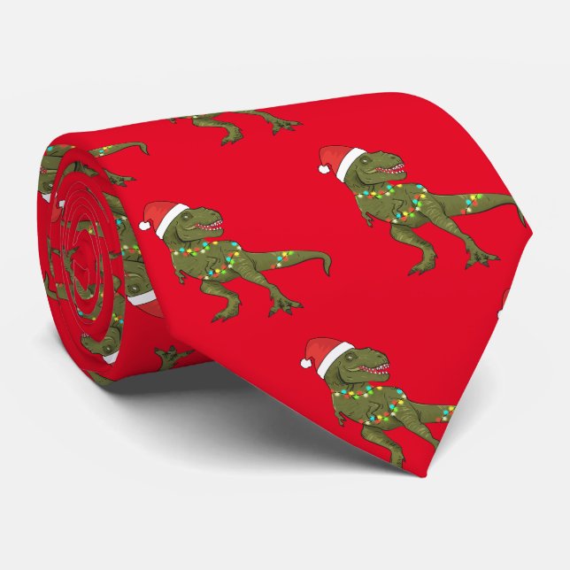 Santa T-Rex Dinosaur jul Julafton Tie Slips (Rullad)