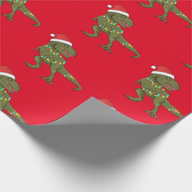 Santa T-Rex Dinosaur-julafton Julafton Wrapping Pa Presentpapper (Hörn)