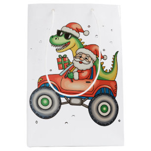Santa T Rex Dinosaur Monster Lastbil jul Julafton