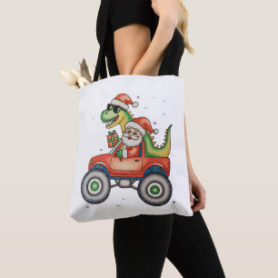 Santa T Rex Dinosaur Monster Lastbil jul Julafton Tygkasse