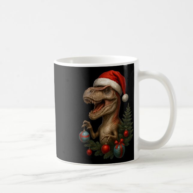 Santa T-rex jul rolig dinosaur semester  Kaffemugg (Höger)