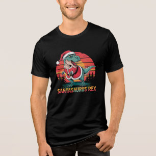 Santa T-Rex jul T-Shirt Festive Dinosaur Roligt