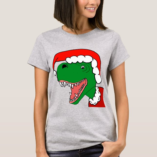 Santa T-Rex Shirt Tee Shirt (Framsida)
