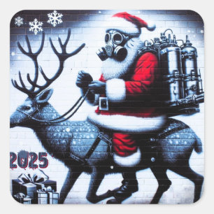 Santa T-Shirt Fyrkantigt Klistermärke