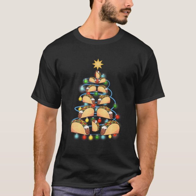 Santa Taco Julgran Ljus Taco jul T T Shirt (Framsida)
