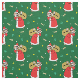 Santa Tass Cats-Grönten Jul Tyg