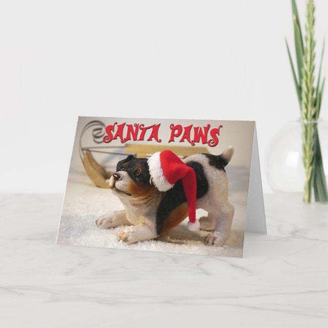 Santa Tass - din vackra jul - lägg till din HUND P Kort (Framsida)