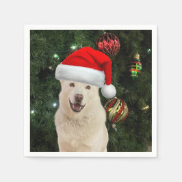 Santa Tass - Husky Hund jul Napkins Pappersservett