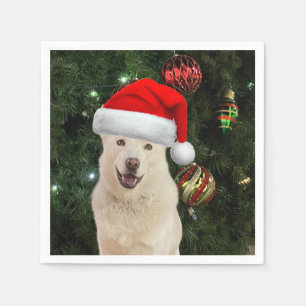 Santa Tass - Husky Hund jul Napkins Pappersservett