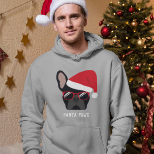 Santa Tass jul Black Fransk Bulldog Hoodie