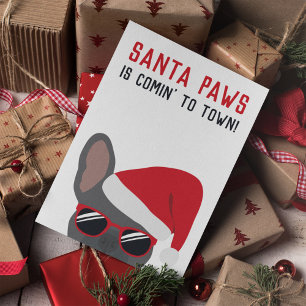 Santa Tass jul Blue Fransk Bulldog Kort