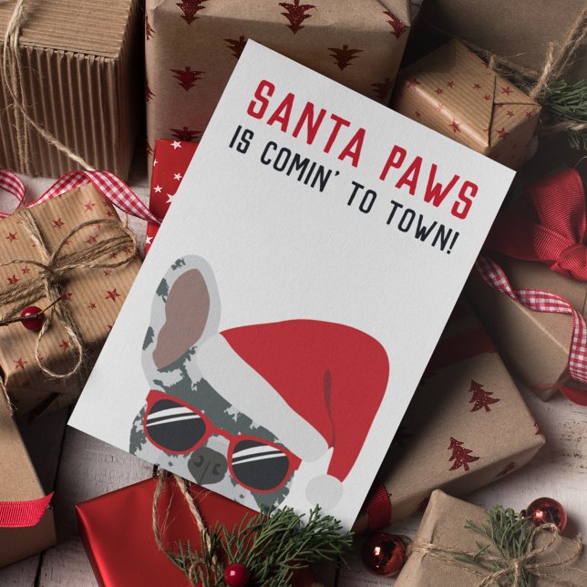 Santa Tass jul Blue Merle Fransk Bulldog Kort (Skapare uppladdad)
