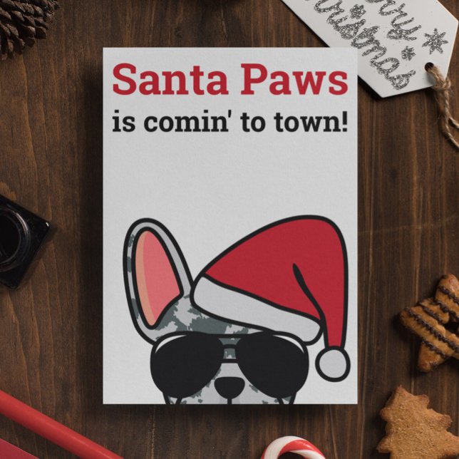 Santa Tass jul Blue Merle Fransk Bulldog Kort (Skapare uppladdad)