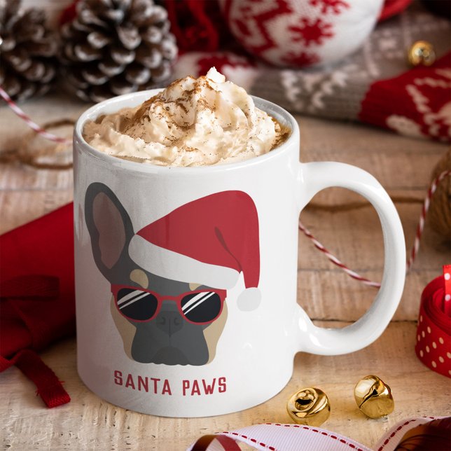 Santa Tass jul Blue Tan Fransk Bulldog Kaffemugg (Skapare uppladdad)