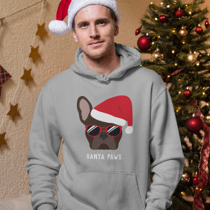Santa Tass jul Brown Fransk Bulldog Hoodie