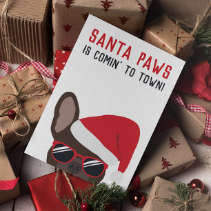 Santa Tass jul Brown Fransk Bulldog Kort