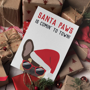 Santa Tass jul Brown Tan Fransk Bulldog Kort