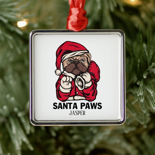 Santa Tass (jul) - engelska bulldog Gift Ideas Ce Julgransprydnad Metall (Träd)