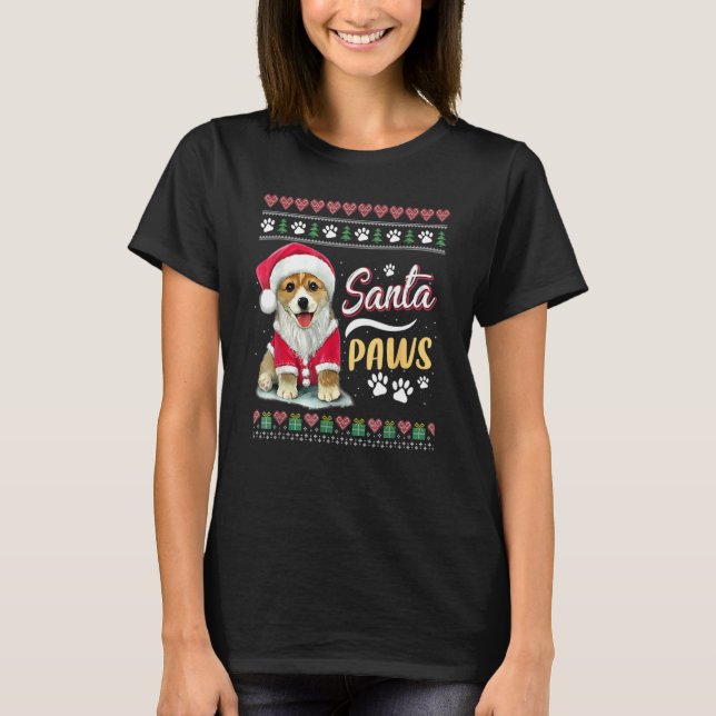 Santa Tass jul Hund - God jul Funny X T Shirt (Framsida)