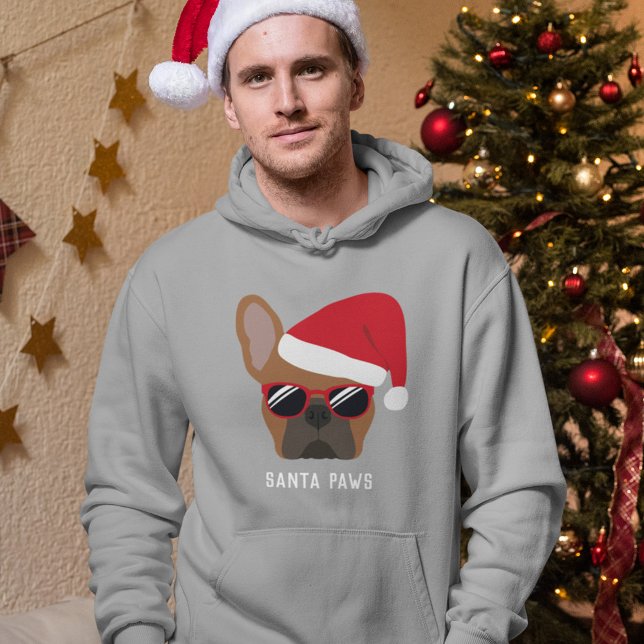 Santa Tass jul Red Fawn Fransk Bulldog Hoodie (Skapare uppladdad)