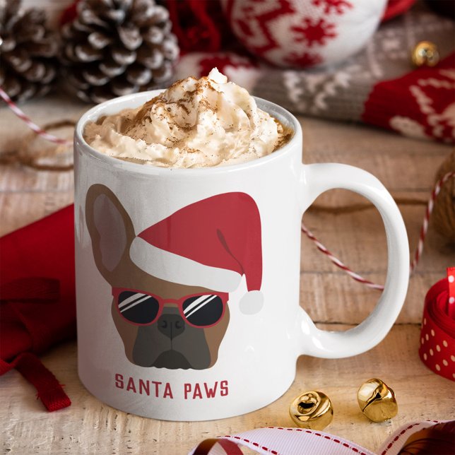 Santa Tass jul Red Fawn Fransk Bulldog Kaffemugg (Skapare uppladdad)