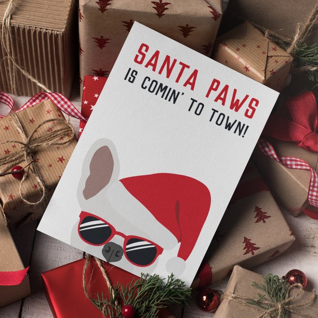 Santa Tass jul White Fransk Bulldog Kort (Skapare uppladdad)