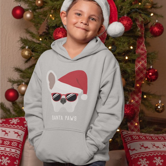 Santa Tass jul White Fransk Bulldog T Shirt (Skapare uppladdad)