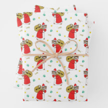 Santa Tass Kats Julafton Wrapping Papper