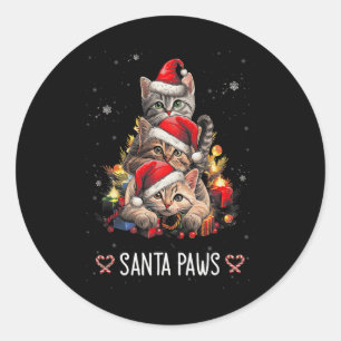 Santa Tass och Klo Santa Cat Julgran Ljus Runt Klistermärke