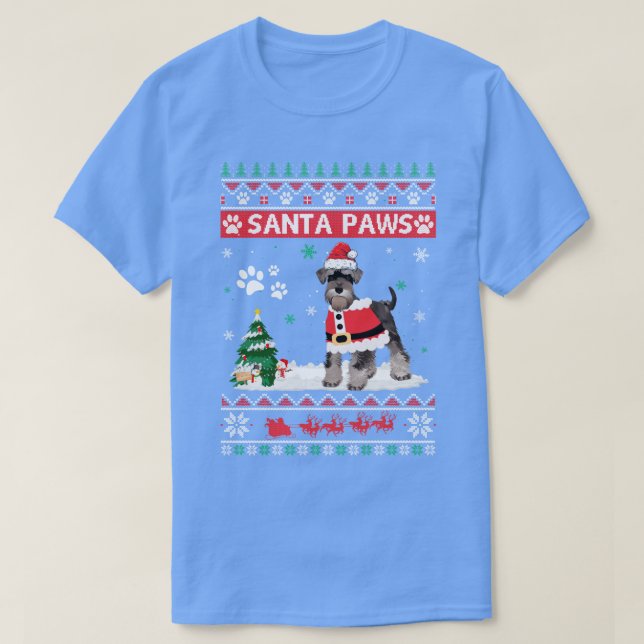 Santa Tass Schnauzer God jul Hund Funny Xma T Shirt (Design framsida)