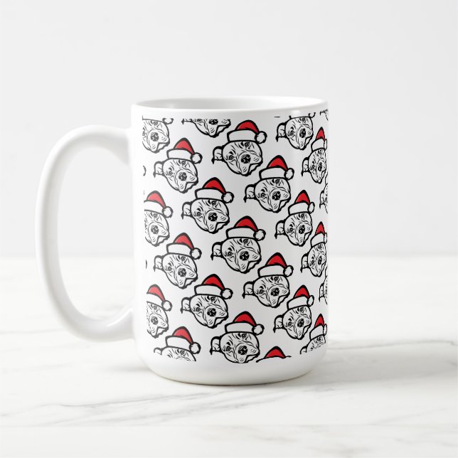 Santa Tassar: AmStaff Hund in Festive Hat Kaffemugg (Vänster)